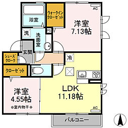 シャルムメゾンB 2LDKの間取図画像