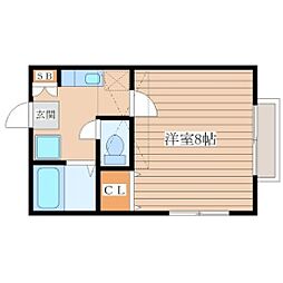 ソレアードみずほ台 1Kの間取図画像