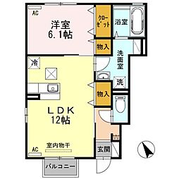 クレアコートC 1LDKの間取図画像
