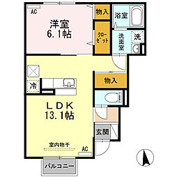 エクセルシオールパークD 1LDKの間取図画像