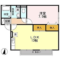 セジュール赤坂 1LDKの間取図画像