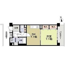 コーポレート武蔵境 4階1DKの間取り