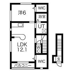 セレーノ・さくら 2階1LDKの間取り