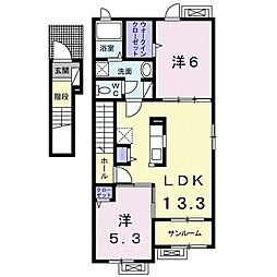 グランシェールE 2LDKの間取図画像