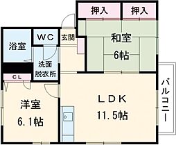 アイリス第2大野城 2LDKの間取図画像