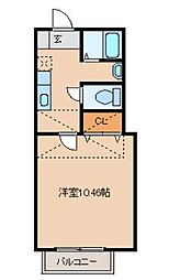 アフォリステーション新田東ウエスト 2階1Kの間取り