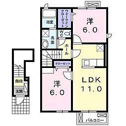 ハイマウントFourA 2LDKの間取図画像