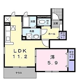 ヴィラ茶居夢 1LDKの間取図画像