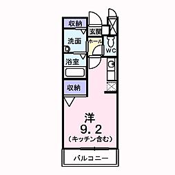 ソレイユN ワンルームの間取図画像