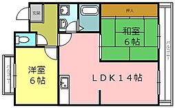 パラシオン蘭 2LDKの間取図画像