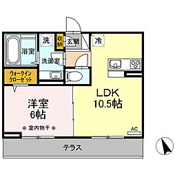 エターナル武田 2階1LDKの間取り