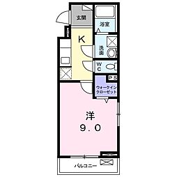 セントーレア 1Kの間取図画像