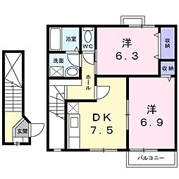 コータ・コート2 2DKの間取図画像