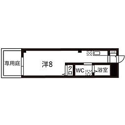 ブリエ京都 1階ワンルームの間取り