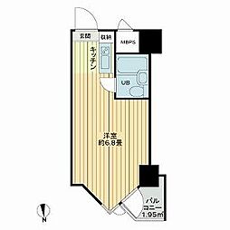 JR山手線 田町駅 徒歩10分の賃貸マンション 6階ワンルームの間取り