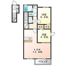 LEGAME絆 2LDKの間取図画像