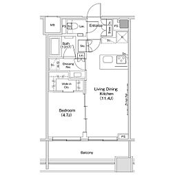 JR山手線 渋谷駅 徒歩11分の賃貸マンション 7階1LDKの間取り