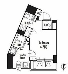 ＧＲＡＮ　ＰＡＳＥＯ　東新宿 4階ワンルームの間取り