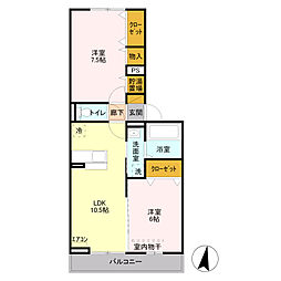 レイディアント 2LDKの間取図画像