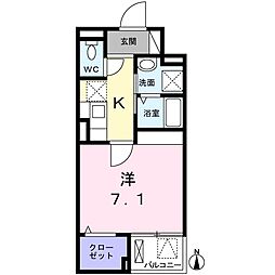 ライジング練馬 1階1Kの間取り