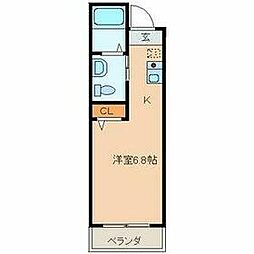 ミルクリーク野菊野Ａ・Ｂ棟 2階ワンルームの間取り