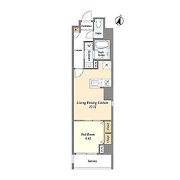 トラバース門前仲町 6階1LDKの間取り