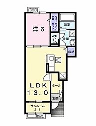 Ｇｒａｃｅ　ｍｏｂａｒａ　Ａ 1階1LDKの間取り