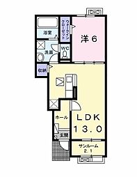 Ｇｒａｃｅ　ｍｏｂａｒａ　Ａ 1階1LDKの間取り