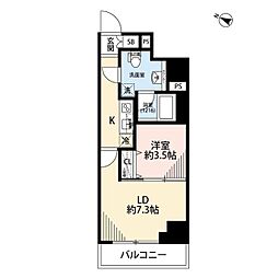 プレール・ドゥーク板橋本町II 8階1LDKの間取り