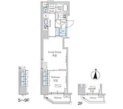 JR総武線 錦糸町駅 徒歩12分の賃貸マンション 7階1LDKの間取り