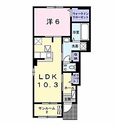 プリンセス　Ｍ 1階1LDKの間取り