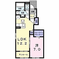 オギワラハイツB 1LDKの間取図画像