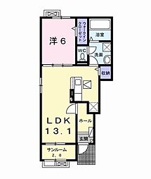 メゾンドビュー・ラシーヌI 1階1LDKの間取り