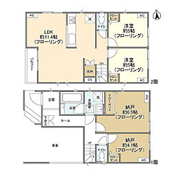 京成押上線 八広駅 徒歩9分の賃貸一戸建て 1階2SLDKの間取り