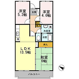 オースター5番館 3LDKの間取図画像