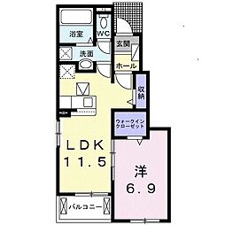 フォンテーヌ・S 1LDKの間取図画像