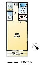 アーバンハイム 2階1Kの間取り