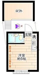 カーサ・ステラII 2階ワンルームの間取り