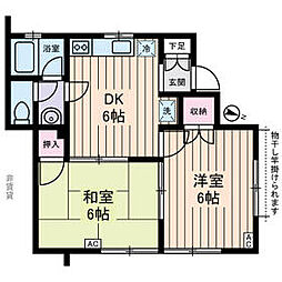 ハイツ・セシボン 1階2DKの間取り