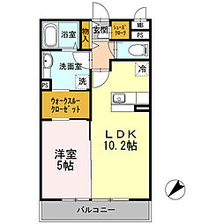 半夏生 1LDKの間取図画像