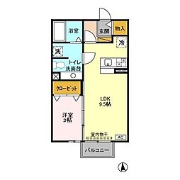 ノーベルパーク　15・16・17 2階1LDKの間取り