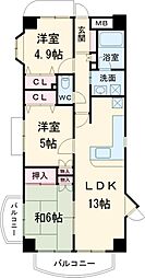 ジェンティール川口 2階3LDKの間取り