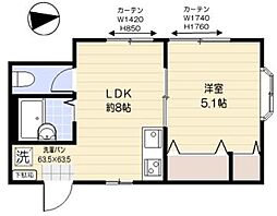 ｆｏｎｔｅ高田馬場 2階1LDKの間取り