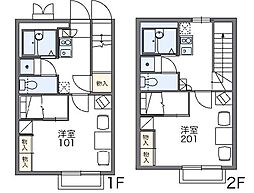 レオパレスリリオン 1階1Kの間取り