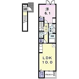 エリザ 2階1LDKの間取り