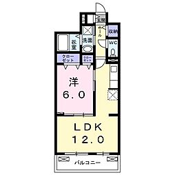 ヴェルミオン 2階1LDKの間取り