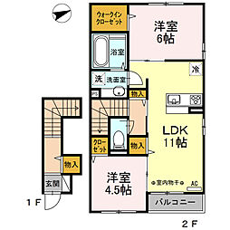 セジュール本覚寺 2LDKの間取図画像