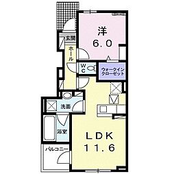 JR太多線 可児駅 徒歩11分の賃貸アパート 1階1LDKの間取り