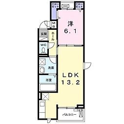 ＥＡＳＴIV（イーストIV 2階1LDKの間取り