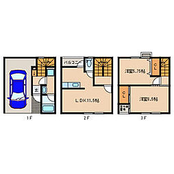 ラ・プラヤI番館 1階2LDKの間取り